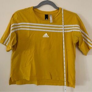 Adidas Yellow Short Sleeve Tee with Iconic Stripes